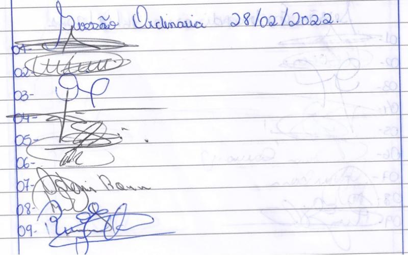 Lista de Presença dos vereadores 
